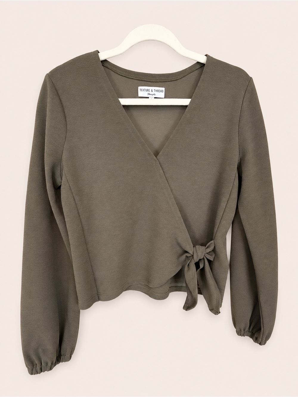 Madewell Olive Wrap-Tie Long Sleeve Blouse